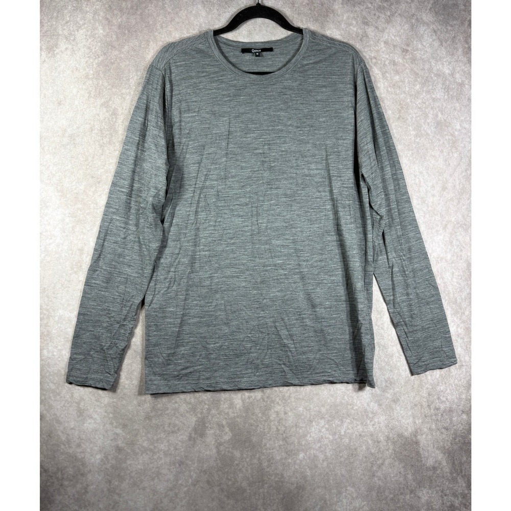 Quince Long Sleeve Base Layer Women Medium Gray Merino Wool Crewneck Lightweight